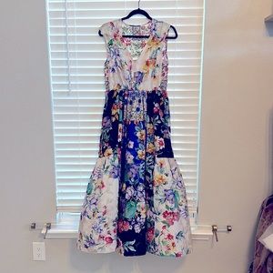 Johnny Was long silk floral dress- Sz S/M (adjustable waist) worn once